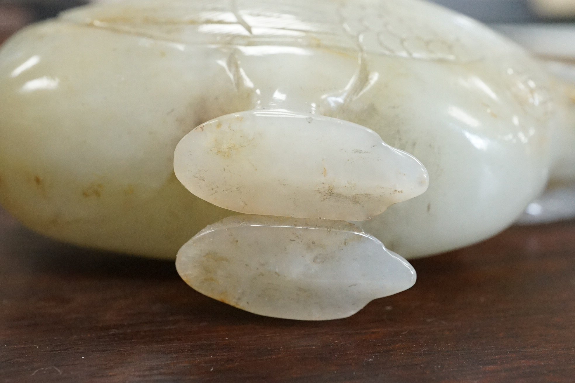 A Chinese pale celadon jade ‘duck’ brushwasher, possibly 17th/18th century